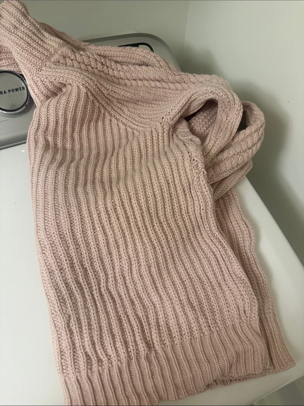 Lululemon Bring The Cozy Turtleneck in a soft misty pink cable knit